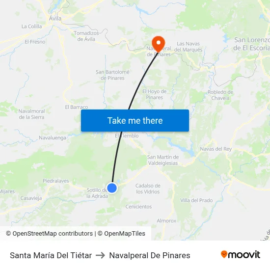Santa María Del Tiétar to Navalperal De Pinares map