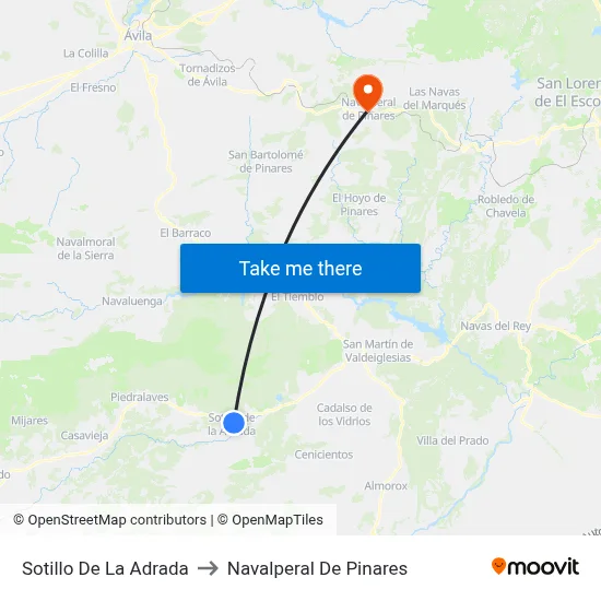 Sotillo De La Adrada to Navalperal De Pinares map