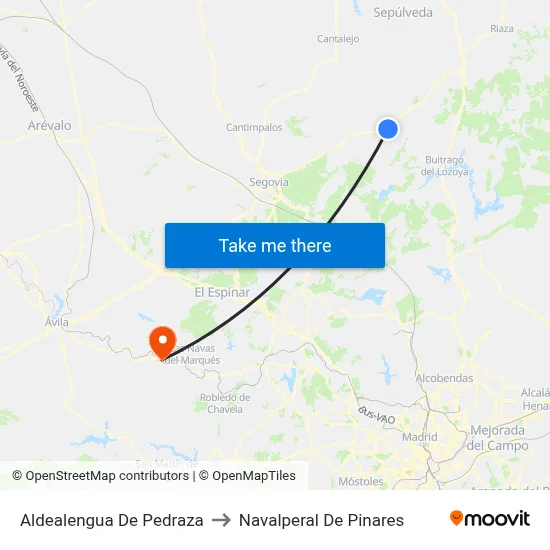 Aldealengua De Pedraza to Navalperal De Pinares map
