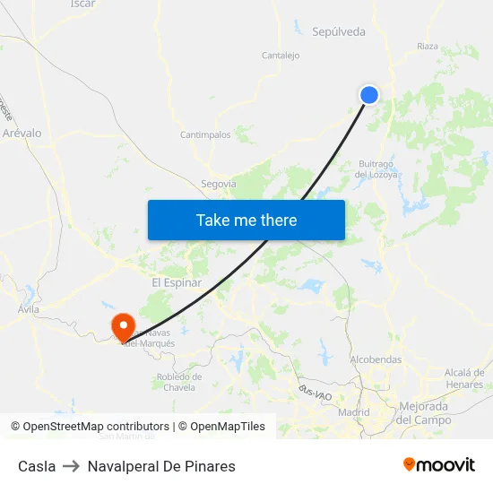 Casla to Navalperal De Pinares map