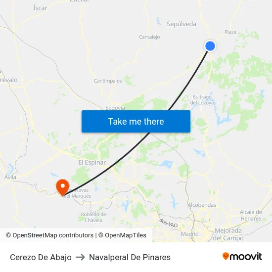 Cerezo De Abajo to Navalperal De Pinares map