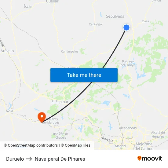Duruelo to Navalperal De Pinares map