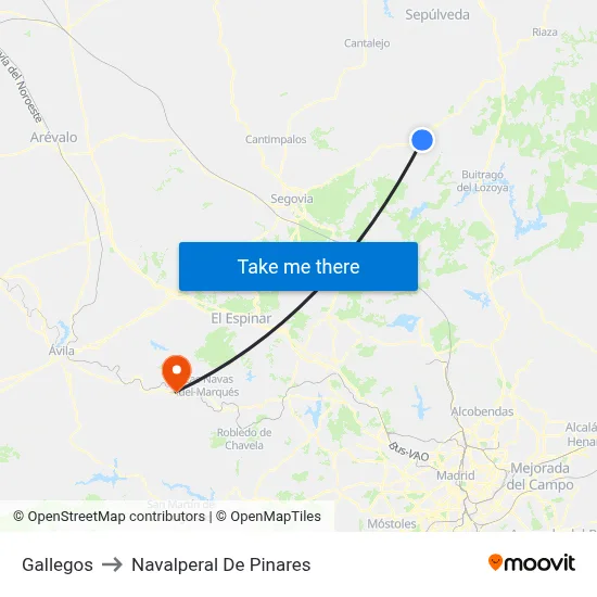 Gallegos to Navalperal De Pinares map