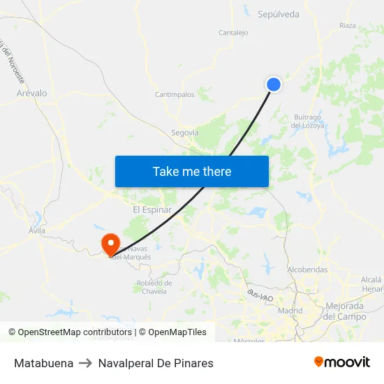 Matabuena to Navalperal De Pinares map