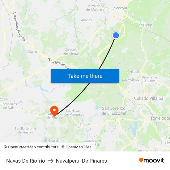 Navas De Riofrío to Navalperal De Pinares map