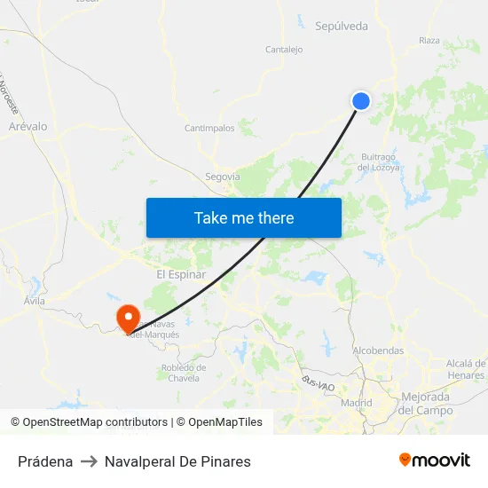 Prádena to Navalperal De Pinares map