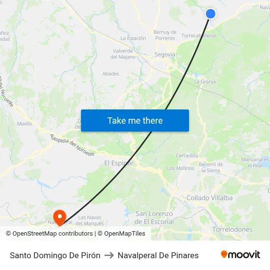 Santo Domingo De Pirón to Navalperal De Pinares map