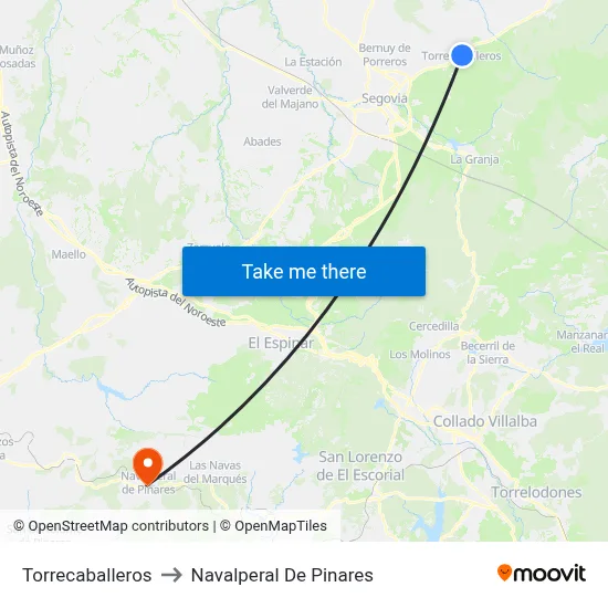 Torrecaballeros to Navalperal De Pinares map