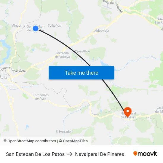 San Esteban De Los Patos to Navalperal De Pinares map