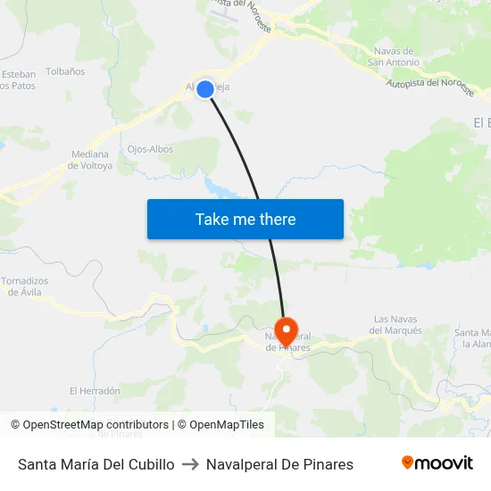Santa María Del Cubillo to Navalperal De Pinares map