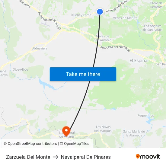 Zarzuela Del Monte to Navalperal De Pinares map