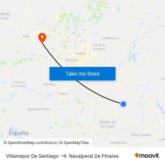 Villamayor De Santiago to Navalperal De Pinares map