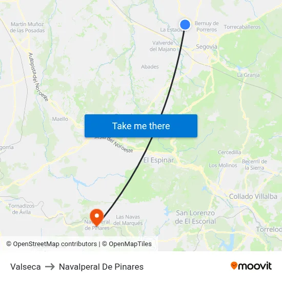 Valseca to Navalperal De Pinares map