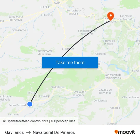 Gavilanes to Navalperal De Pinares map