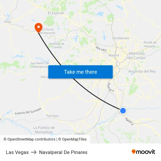 Las Vegas to Navalperal De Pinares map