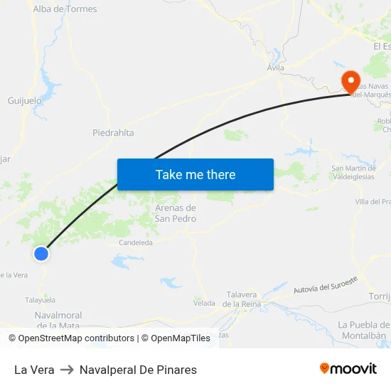 La Vera to Navalperal De Pinares map