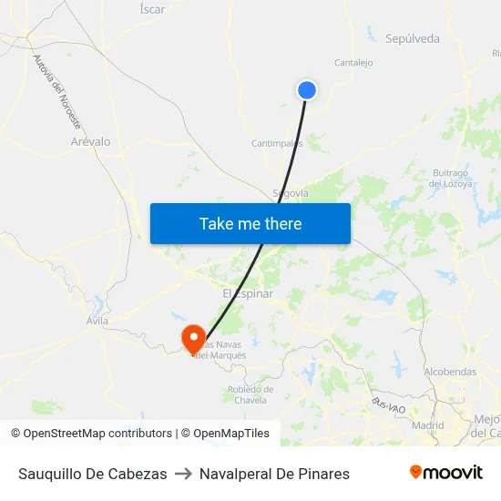 Sauquillo De Cabezas to Navalperal De Pinares map