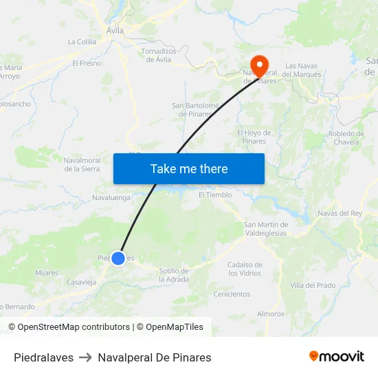 Piedralaves to Navalperal De Pinares map