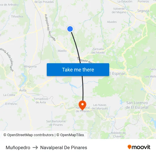 Muñopedro to Navalperal De Pinares map
