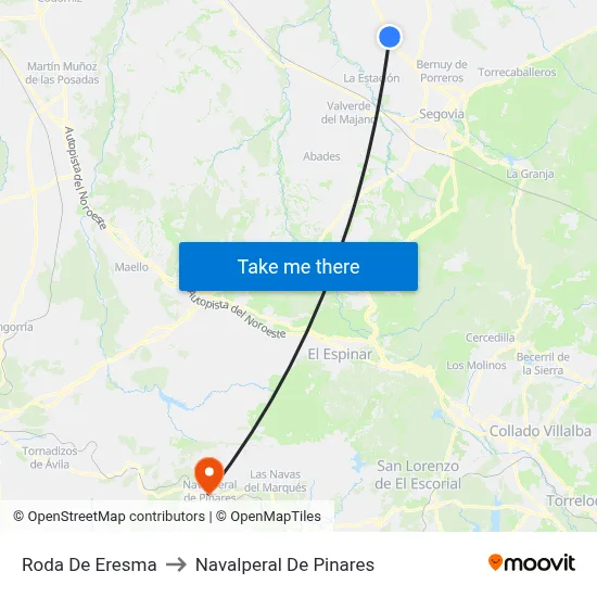 Roda De Eresma to Navalperal De Pinares map