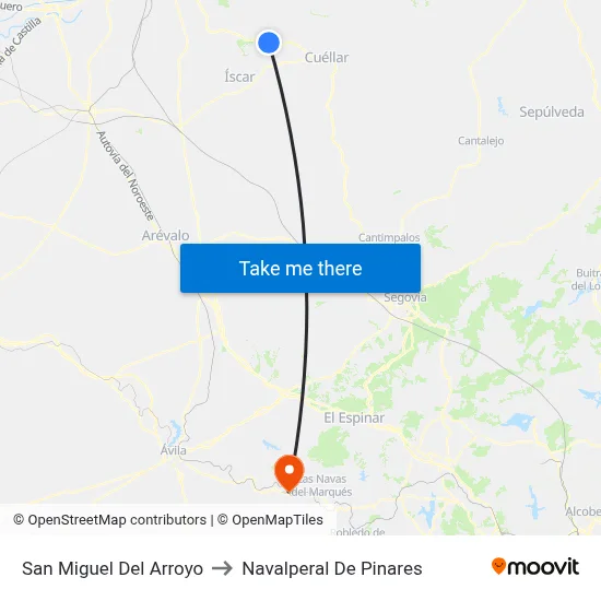 San Miguel Del Arroyo to Navalperal De Pinares map