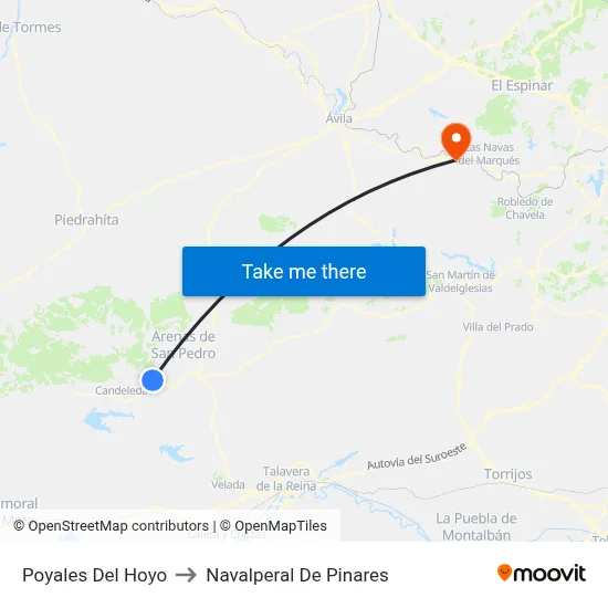 Poyales Del Hoyo to Navalperal De Pinares map