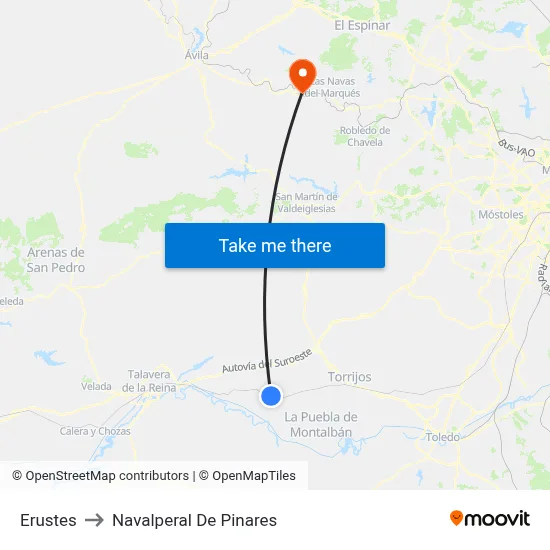 Erustes to Navalperal De Pinares map