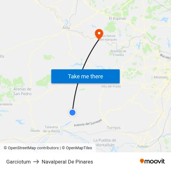 Garciotum to Navalperal De Pinares map