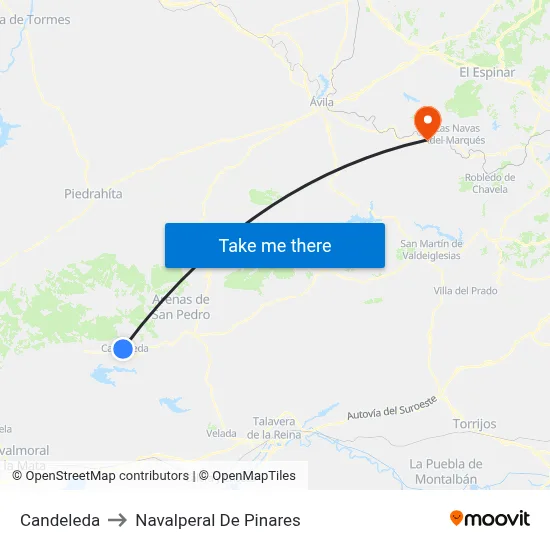 Candeleda to Navalperal De Pinares map