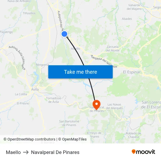 Maello to Navalperal De Pinares map
