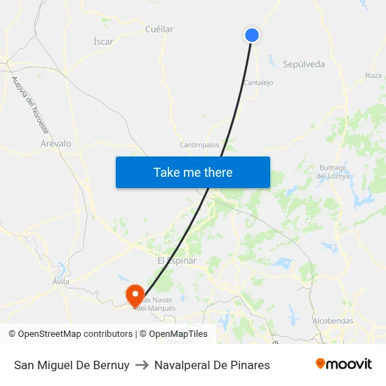 San Miguel De Bernuy to Navalperal De Pinares map