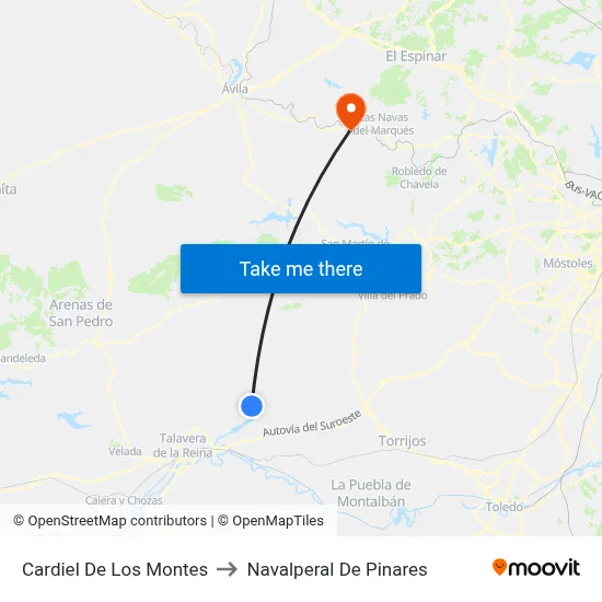 Cardiel De Los Montes to Navalperal De Pinares map