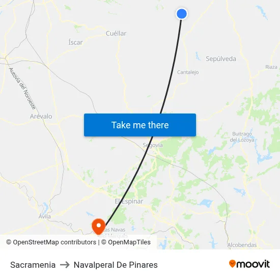 Sacramenia to Navalperal De Pinares map