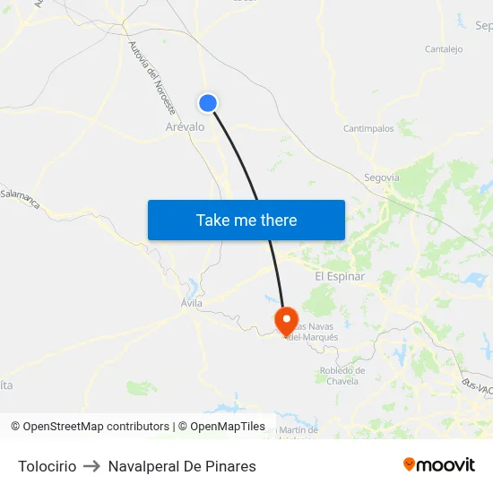 Tolocirio to Navalperal De Pinares map
