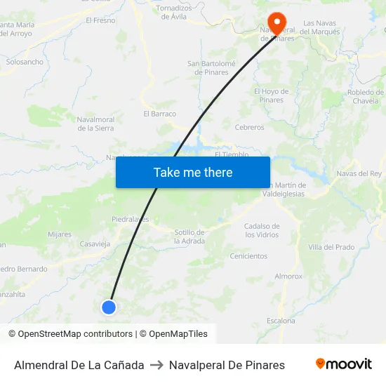 Almendral De La Cañada to Navalperal De Pinares map