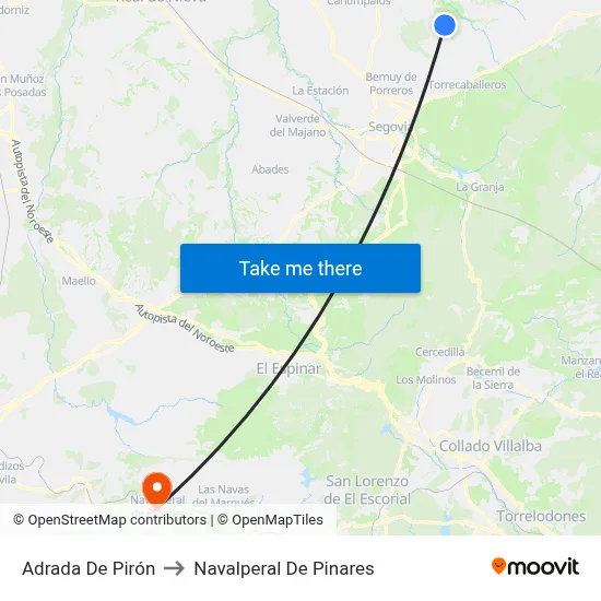 Adrada De Pirón to Navalperal De Pinares map