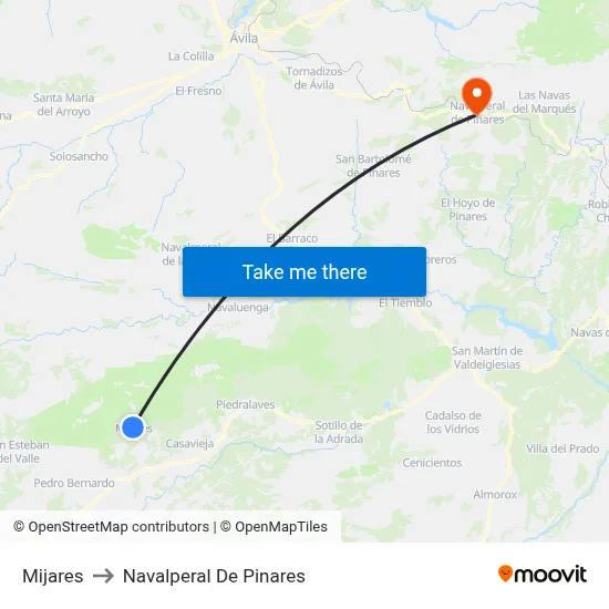 Mijares to Navalperal De Pinares map