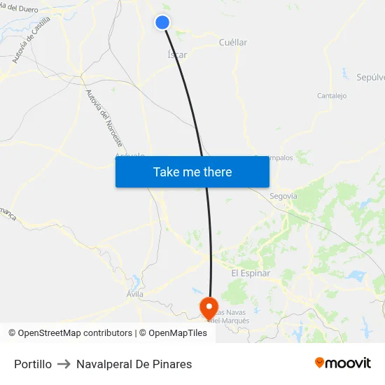 Portillo to Navalperal De Pinares map
