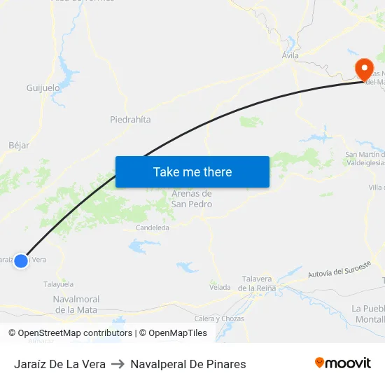 Jaraíz De La Vera to Navalperal De Pinares map