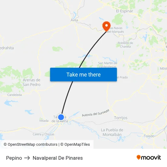 Pepino to Navalperal De Pinares map