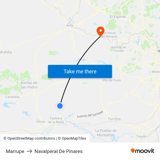 Marrupe to Navalperal De Pinares map