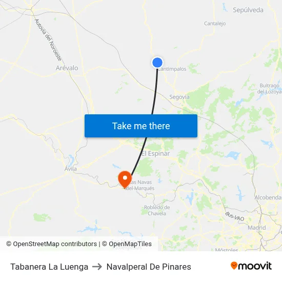 Tabanera La Luenga to Navalperal De Pinares map