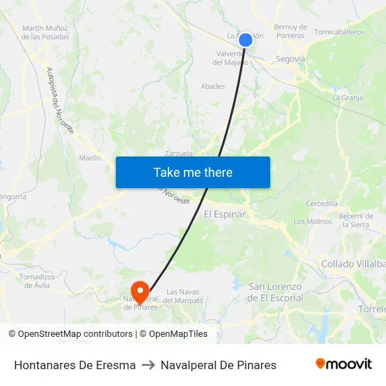 Hontanares De Eresma to Navalperal De Pinares map