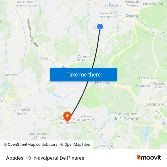 Abades to Navalperal De Pinares map