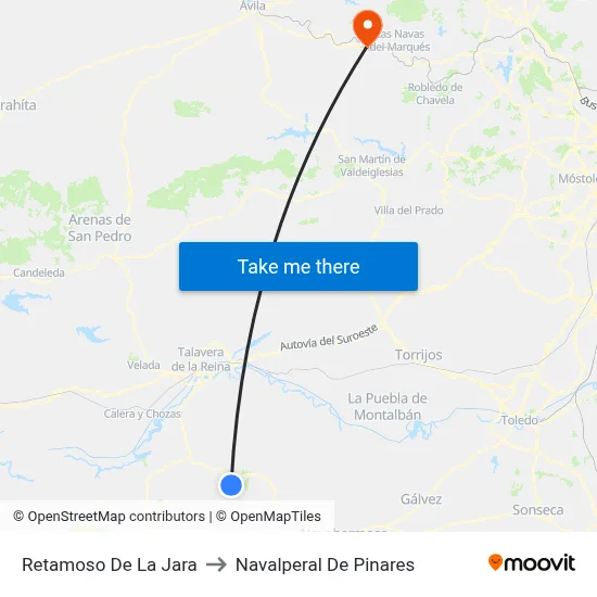 Retamoso De La Jara to Navalperal De Pinares map