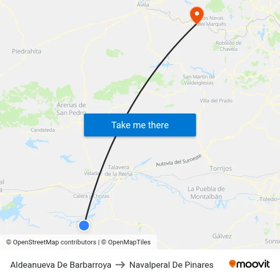 Aldeanueva De Barbarroya to Navalperal De Pinares map