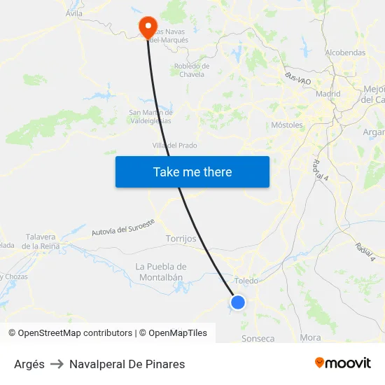 Argés to Navalperal De Pinares map