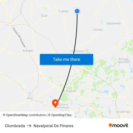 Olombrada to Navalperal De Pinares map