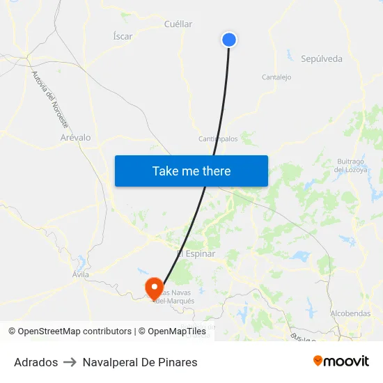Adrados to Navalperal De Pinares map