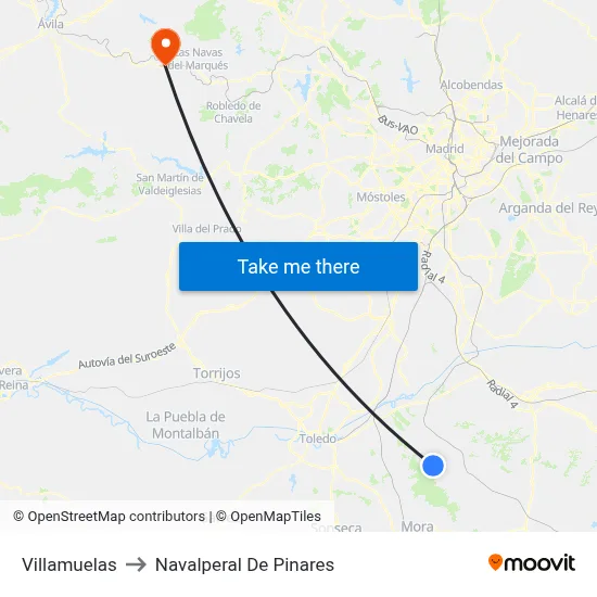 Villamuelas to Navalperal De Pinares map